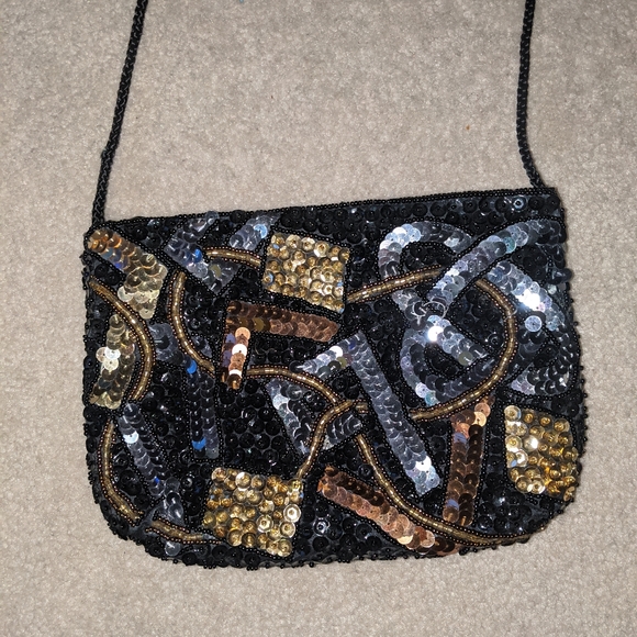 Black, silver, gold sequin mini purse - Picture 7 of 7